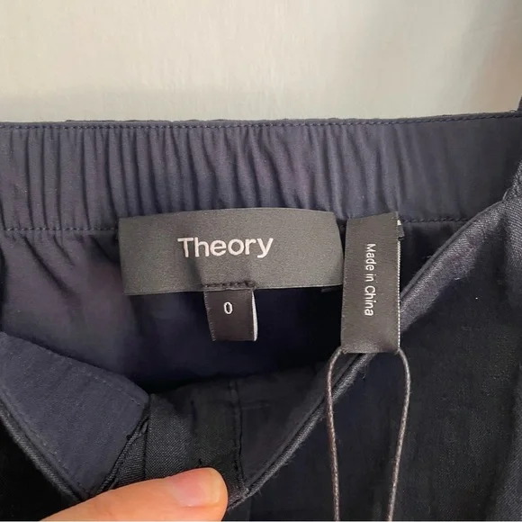 NWT Theory Kayleigh Button Front Mini Dress Navy Blue Sleeveless Linen Blend 0 - Picture 9 of 15